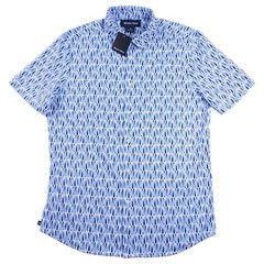 Mizzen+Main Dress Shirt Mens M Blue Provence Sails Short Sleeve No Tuck $118 NEW