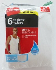 NIP Hanes Mens 6 Pack Tanks S White Tagless Wicking Cool Comfort Soft 372AP6