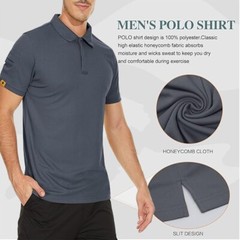 Mens Polo Shirts Short Sleeve Casual Quick Dry Team Tactical Combat Work Golf