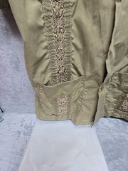 Vintage Scorpio Mens Safari Shirt S/M Khaki Embroidered 4 Pocket Guayabera