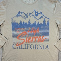 Original Use Men’s High Sierras California Graphic Tee Beige Long Sleeve Large