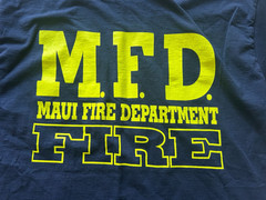 MAUI ,HI FIRE DEPT. M- L DARK BLUE SHORT SLEEVE T-SHIRT.SEE DESCRIPTION BELOW