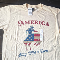 Apt. 9 Men’s L Off-White Cotton Knit Crew Neck Graphic Tee Patriotic M-KLS560