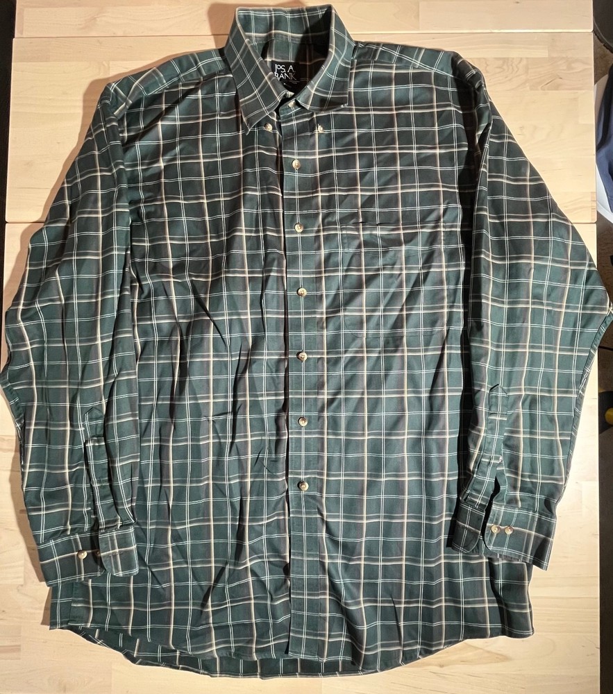 Jos. A. Bank Traveler’s Collection Men’s Plaid Long Sleeve Shirt – Large