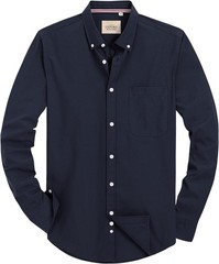 Mens Solid Oxford Shirt Long Sleeve Button Down Shirts with Pocket
