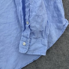 Ralph Lauren Button Down Shirt Mens XL Blue Linen Classic Fit Long Sleeve