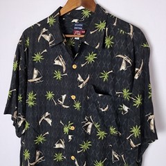 Vintage Quiksilver Silver Edition Hawaiian Shirt Mens Large Black Button Up S/S