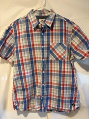 Mens Sperry Top Sider Size L Americana Plaid Short Sleeve Button Down Shirt