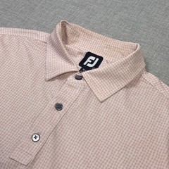 FootJoy Polo Shirt Mens Large Pink Geometric Polyester Spandex Golf Performance