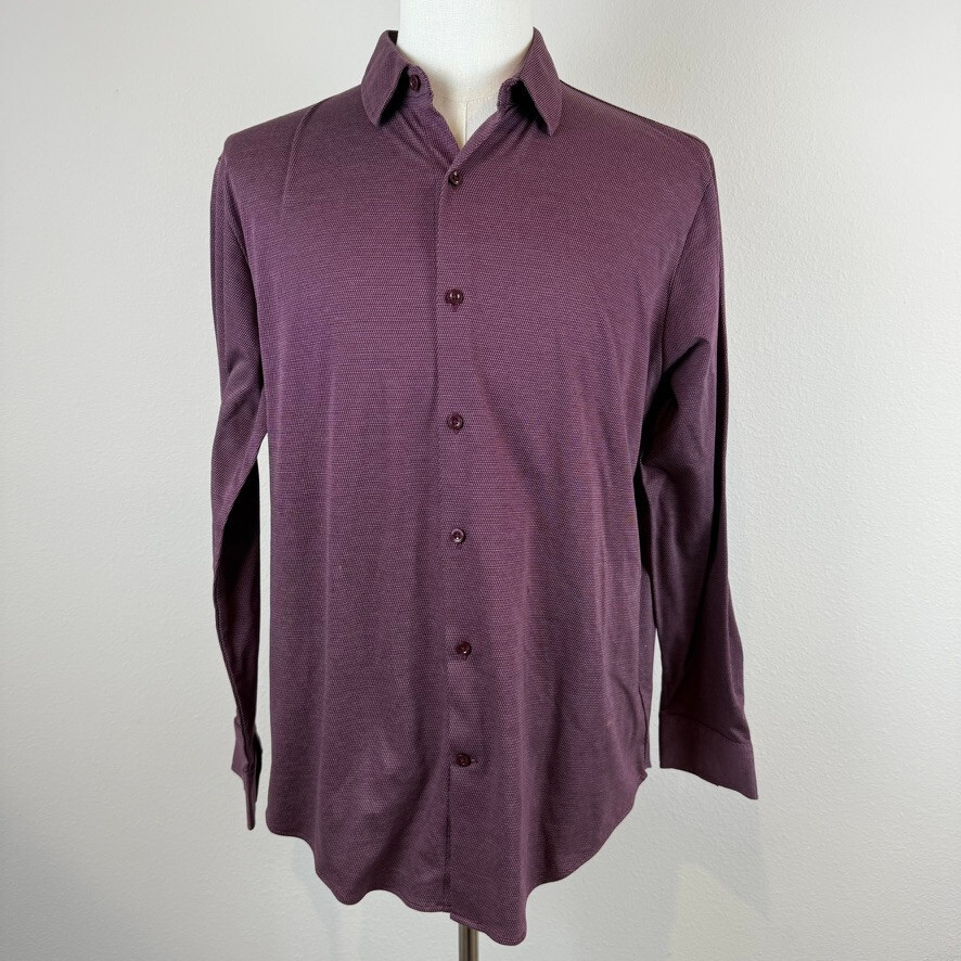 Hart Schaffner Marx Men’s Long Sleeve Button Down Shirt Merlot Wine Size Large