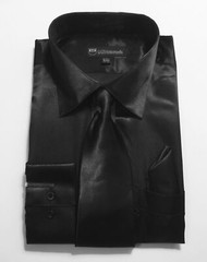 Men’s Fashion Shiny Satin Dress Shirt With Tie And Handkerchief 10 colors SG08
