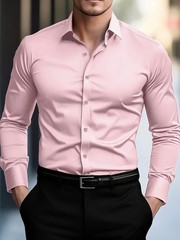 Mens Dress Shirts Formal Business Long Sleeves Non Iron Elastic Casual Shirts