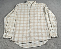 Billy Reid Shirt Mens XL Beige White Plaid Standard Fit Button Up Casual Wear