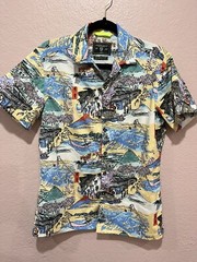 House Of Anarchy Asian Themed Shirt Sleeve Button Up Small Hawaiian