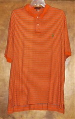 Polo by RalphLauren Men’s SS Polo,Size XXL,Cotton-Orange/brown stripe,Green logo