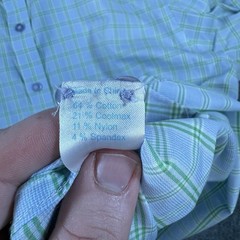 Twillory Shirt Men 16/34-35 Tailored Fit Performance Stretch Nylon Blend Check