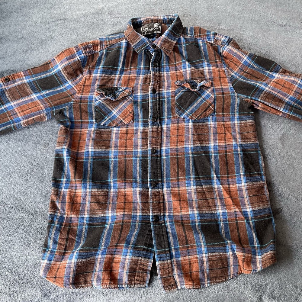 Elixir Long Sleeve Button Up Multicolor Plaid Collar Flannel XL