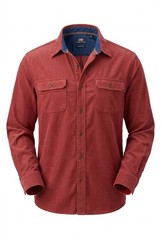 Beau Brummel Shirt Mens XL Burgundy Button-Up Heavy Cotton Flap Pockets