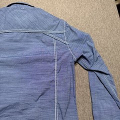 Various Artists Pearl Snap Shirt Mens M Western Blue Contrast Stitch Roll Sleeve