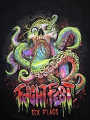 Six Flags Fright Fest T Shirt Black Size L Mens Short Sleeve Halloween Kraken