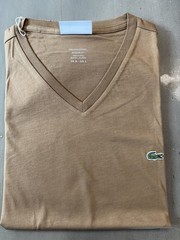 Lacoste Men’s Short Sleeve V- Neck Pima Cotton T- Shirt Brown Size L/ FR 5