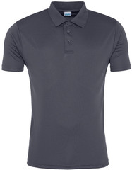 Just Cool Polo Shirt Awdis Mens JC021 Smooth Tech Short Sleeve L NEW Charcoal