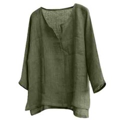 Summer Mens Cotton Linen V Neck T Shirt Long Sleeve Blouse Casual Loose Tops Tee