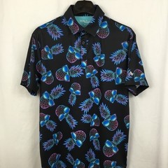 Birdie Bound Mens Polo Shirt M Black Neon Pineapple Modern Performance Utility