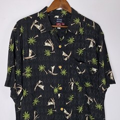 Vintage Quiksilver Silver Edition Hawaiian Shirt Mens Large Black Button Up S/S