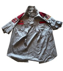 Vintage AWANA 90s Gray Button Up Leader Uniform Short Sleeve Shirt Size Medium