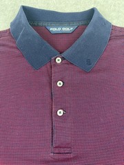 Polo Golf Ralph Lauren Men’s L Red Navy Micro Check Pima Cotton Polo Shirt