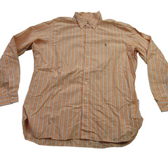 Ralph Lauren Shirt Mens XL Long Sleeve Orange Button Front Stripes Classic