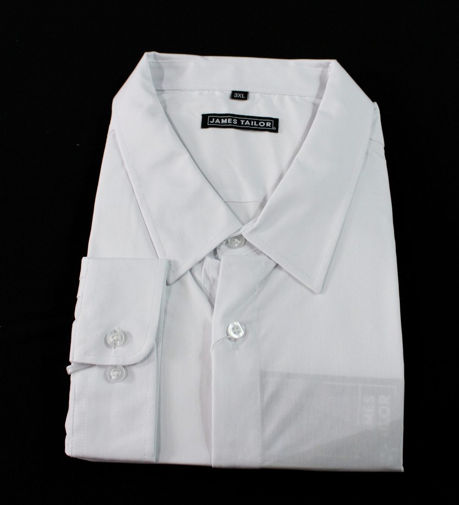 James Tailor Men’s Solid Button Down Collared Shirt EJ3 White Size 3XL NWT