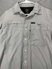 Wrangler ATG Mens Button Down Long Sleeve Lightweight Size Medium Outdoor Gray