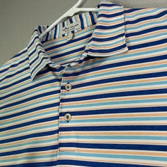 Peter Millar Men’s Shirt Large L Summer Comfort Golf Polo Striped Fly Fishing
