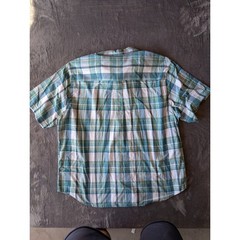 Woolrich Mens XL Blue Green Plaid Short Sleeve Button Down Shirt Chest Pocket