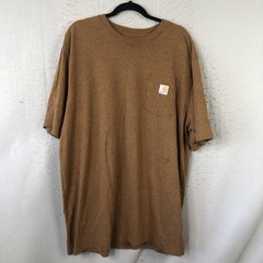 Carhartt Shirt Mens XLT Brown Short Sleeve Pocket Loose Fit Tall Workwear K87