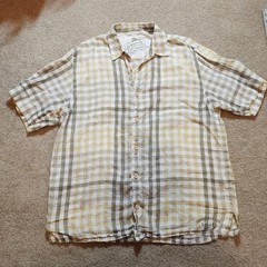 Tomy Bahama Relax 100 Percent Linen Button Up Shirt Mens Medium Short Sleeve