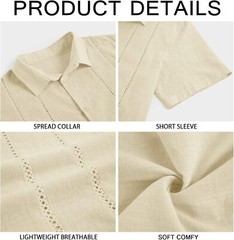 Men’s Casual Short Sleeve Guayabera Cuban Beach Wedding Button-Up Dress Shirt
