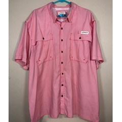 Magellan Outdoors Fish Gear Shirt Mens 2XL Red Houndstooth Fishing Short Sleeve