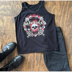 Hatebreed Tank Top Black Skull Flame Graphic Metalcore Hardcore Band Shirt