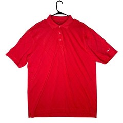 Nike Golf Dri-FIT Polo Shirt Mens Size L Red Diamond Pattern Short Sleeve