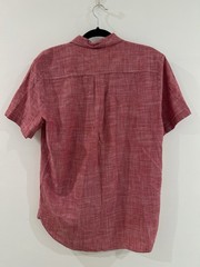 Almond Surfboards Chambray Shirt Men’s L Red Short Sleeve Button Down USA Made