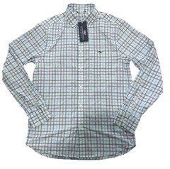 🐳VINEYARD VINES White Blue Green Plaid elegant Button down long sleeve