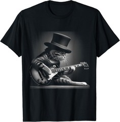 Cat Playing Guitar – Funny Rock Music Guitar Cat T-Shirt