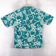 VTG Hilo Hattie Shirt Mens M Blue Green Hawaiian Camp Floral Tiki Aloha Surf 80s