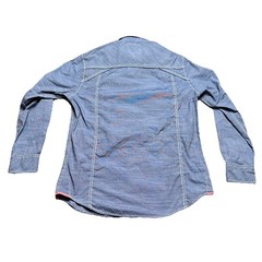 Various Artists Pearl Snap Shirt Mens M Western Blue Contrast Stitch Roll Sleeve