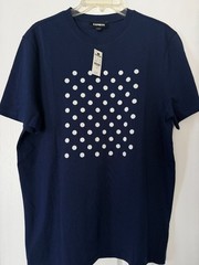 NWT Express Polka Dot Embroidered Crewneck Graphic Cotton T-Shirt Men’s M Blue