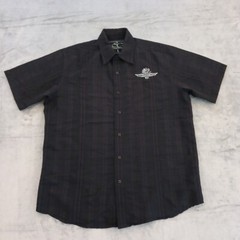 St Clair Apparel Shirt Mens Large Black Plaid Indianapolis Speedway Button Up