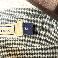 LEE Button Down Shirt Mens Size Medium Hunter Green Microhoundstooth 100% Cotton
